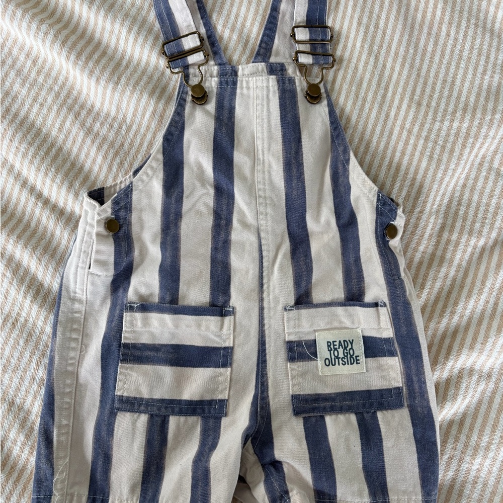 Bout’chou boutique Blue & White Striped Kids Overalls